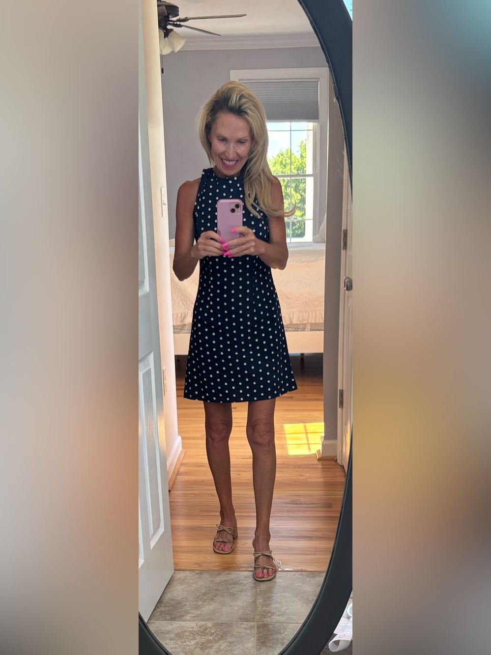 SHEIN Navy Polka Dot Halter Mini Dress